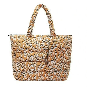 TED BAKER LONDON Leopard Yellow Oversized Puffer Tote Handbag Phone Pouch NEW